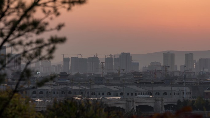 大同兴云桥日落夜景延时视频