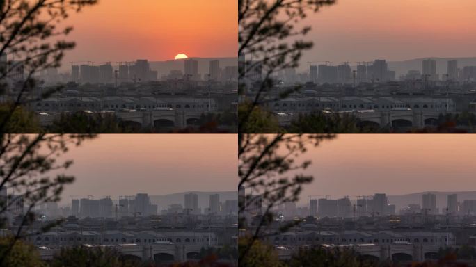 大同兴云桥日落夜景延时视频