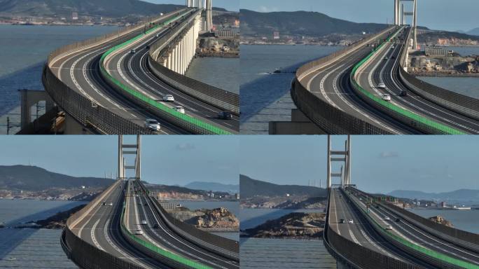 福州平潭海峡公铁两用大桥航拍4k视频