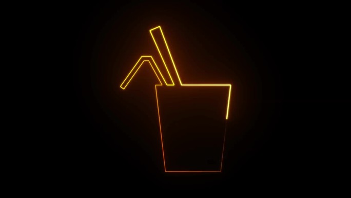 饮料杯简化ui图标线描发光