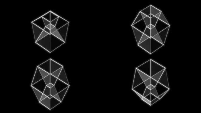 四维Tesseract超立方体无缝循环的三维投影