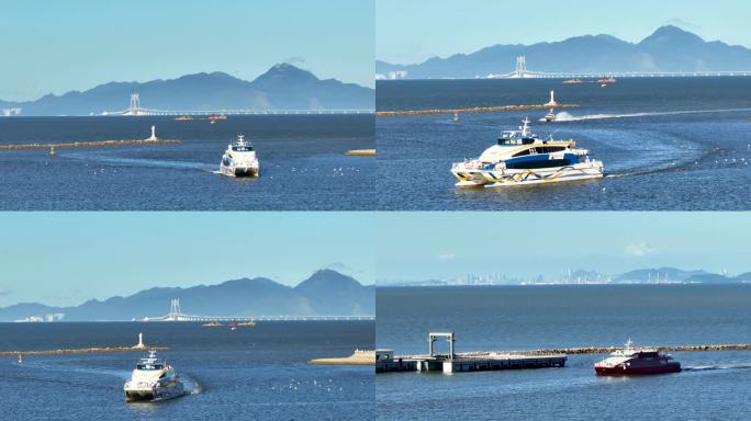 香洲港客轮归航与港珠澳大桥、深圳前海同框