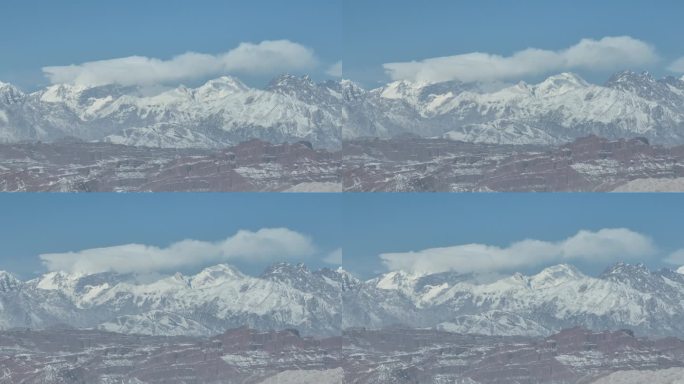 高清新疆温宿大峡谷雪山远景