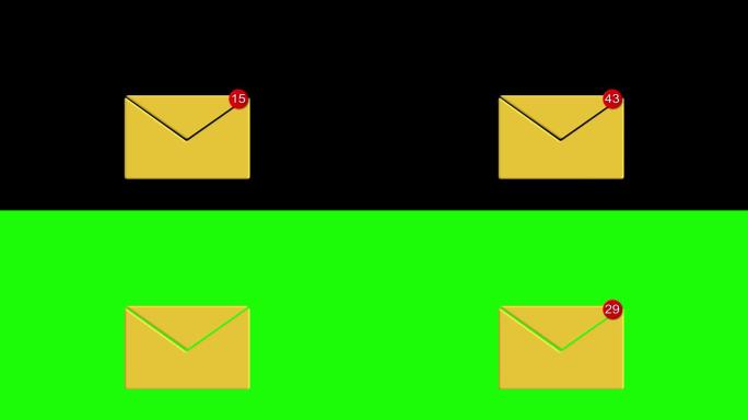 新的邮件通知动画邮件图标电子邮件与社交媒体和互联网传播的概念。