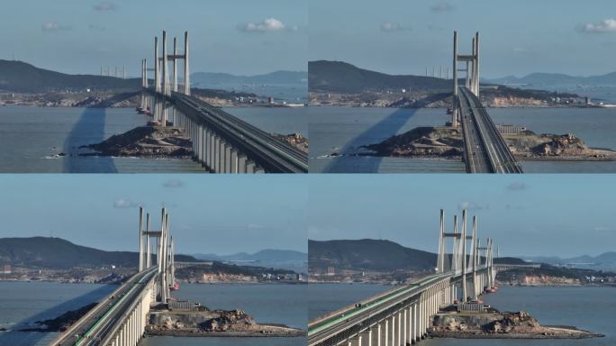 福州平潭海峡公铁两用大桥航拍4k视频