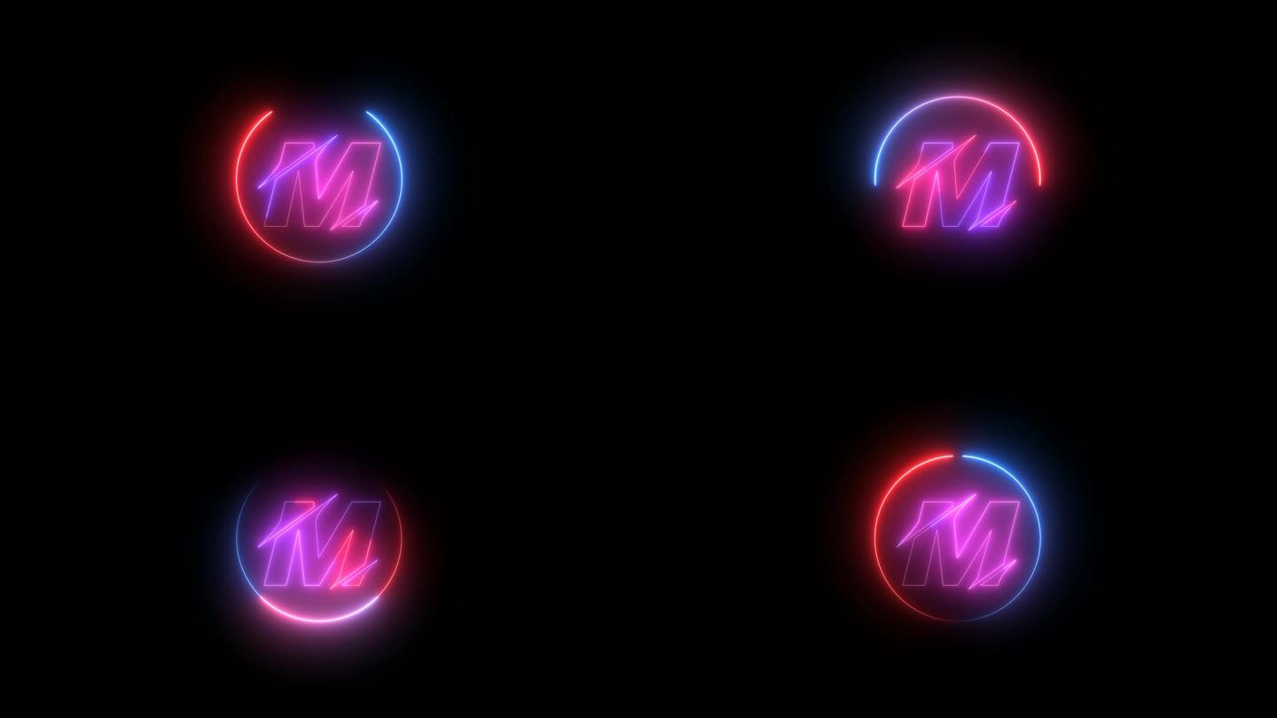 字母霓虹字G动画。发光的字母图标动画。