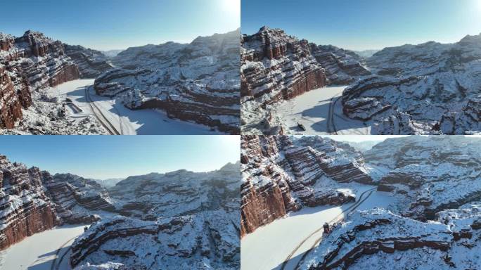 新疆阿克苏温宿大峡谷雪景航拍