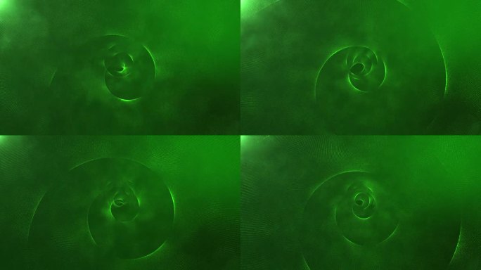 4K旋转螺旋漩涡粒子绿色背景
