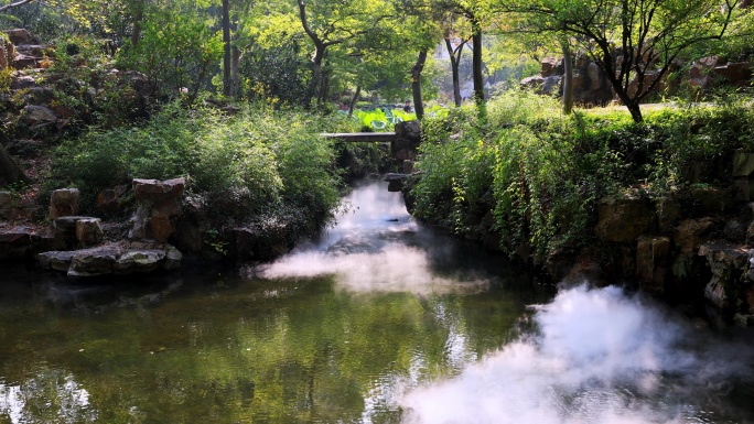 苏州园林拙政园景观喷雾仙气袅袅8K实拍