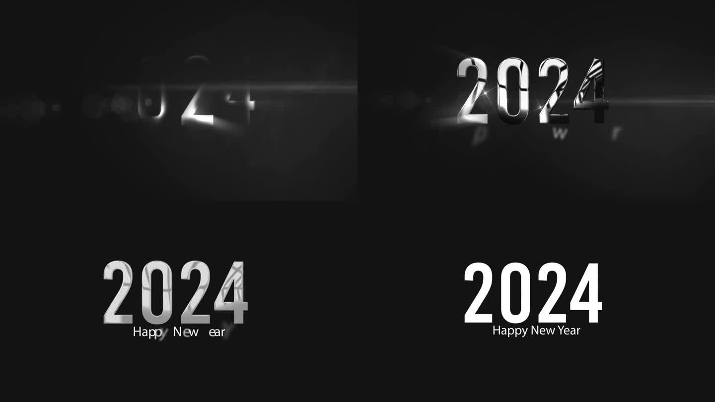 用美丽的银数字和迷雾祝福2024年快乐