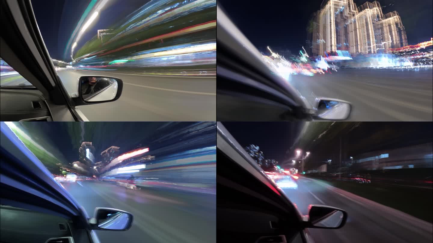 夜晚城市车流灯光延时摄影