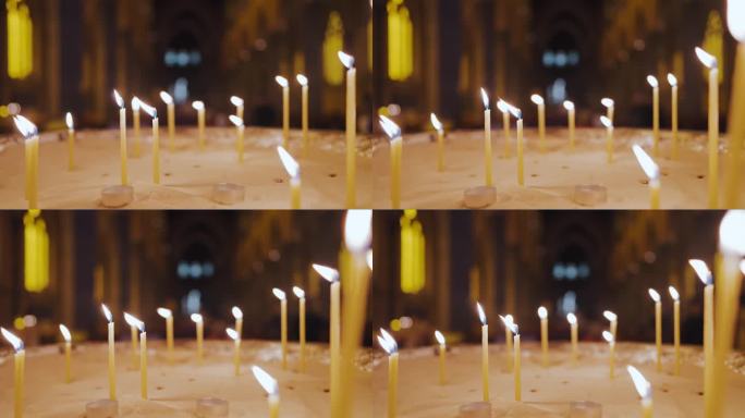 教堂背景上的蜡烛圣诞习俗装扮过节温馨浪漫