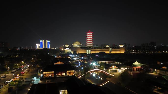 中国大运河博物馆夜景航拍