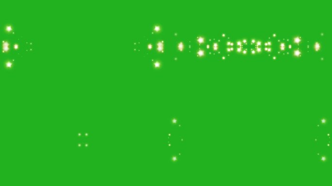 黄色星星粒子在绿色屏幕背景上的镜像效果