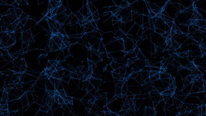 蓝色科技点线粒子网络背景 循环