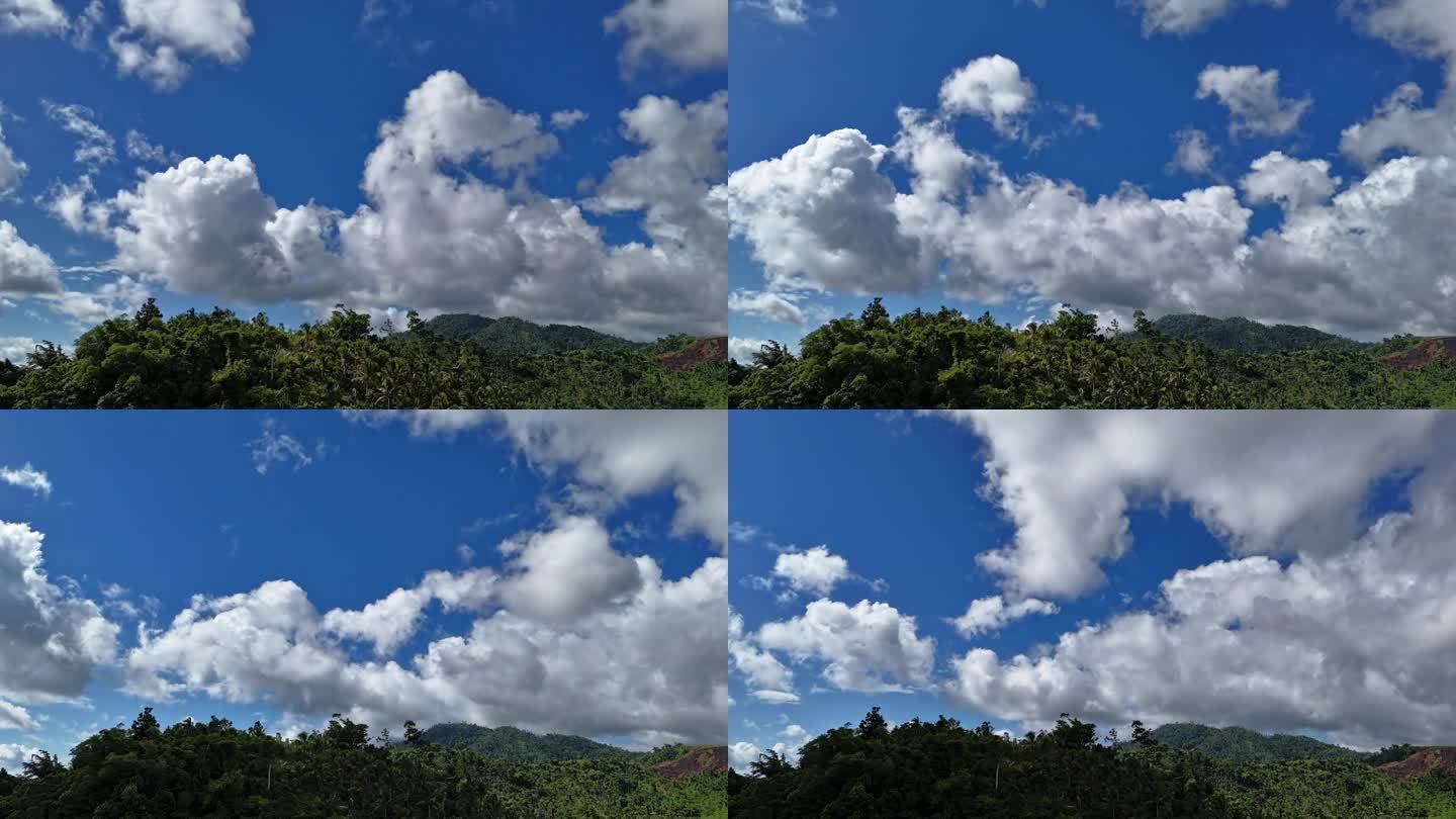 菲律宾雨林上空快速移动的云层。大疆Mavic Air 3。4 k。2023年10月