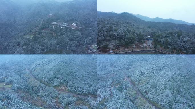 福建支提寺 雪景 航拍 自然风光 宗教