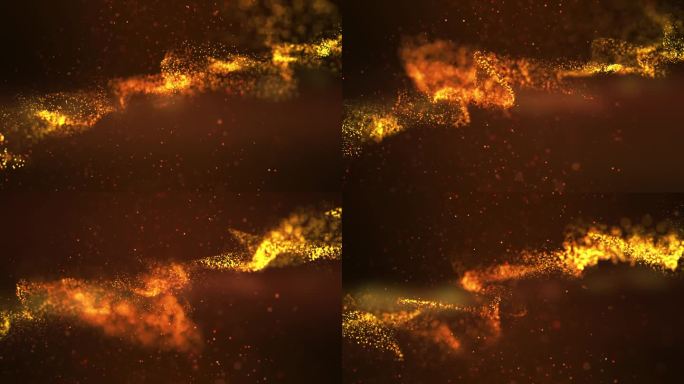 旋转抽象运动波粒子金色尘埃。圣诞空间星云视频循环背景