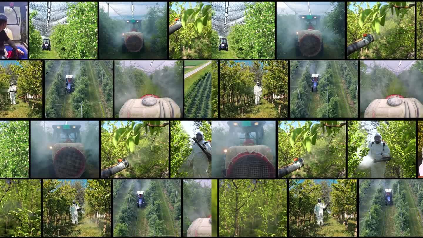 果园喷洒和喷洒设备-多屏幕视频