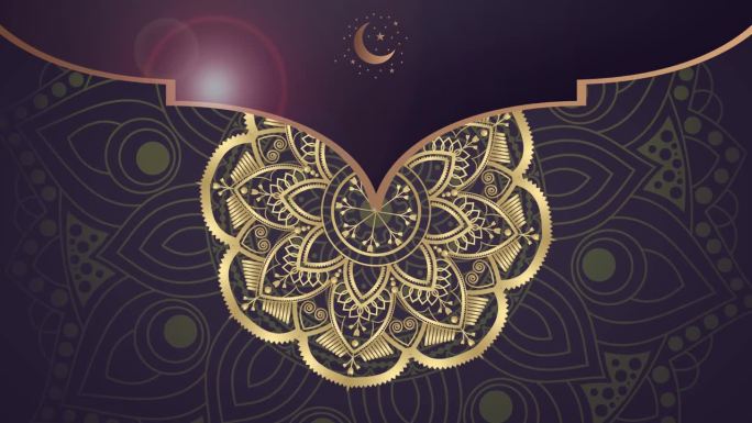 豪华曼陀罗背景与金色阿拉伯花纹图案阿拉伯伊斯兰东方风格。装饰曼陀罗。曼陀罗为您的视频背景元素。阿拉伯