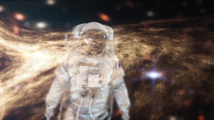 宇航员穿着尖端服装探索宇宙，揭开惊人的黑洞