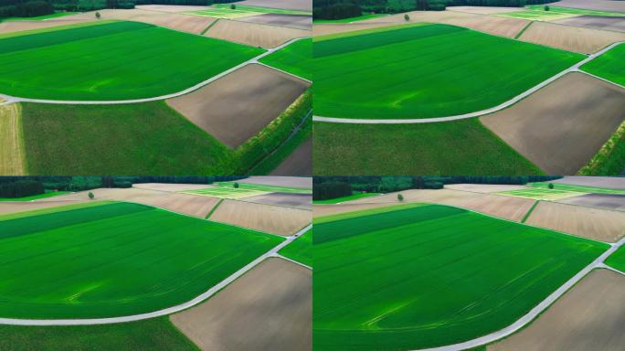 耕过的农田和绿地的航拍照片，4k