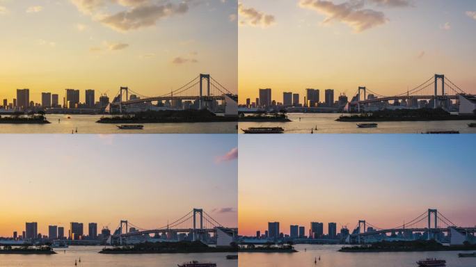 日本东京塔的延时彩虹桥