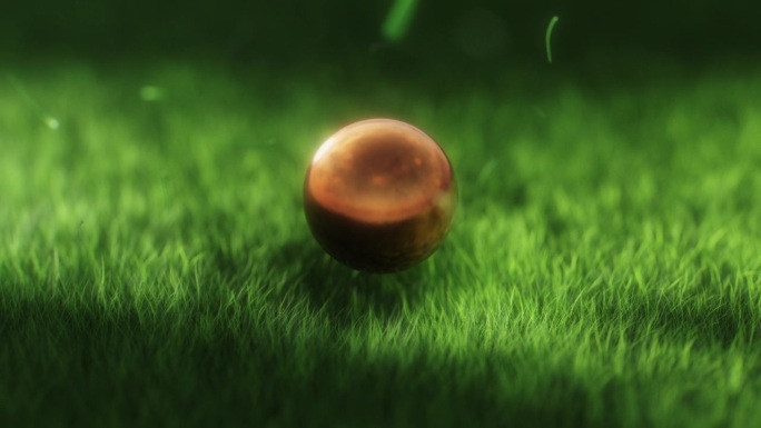 令人满意的球体悬浮在草地上的动画