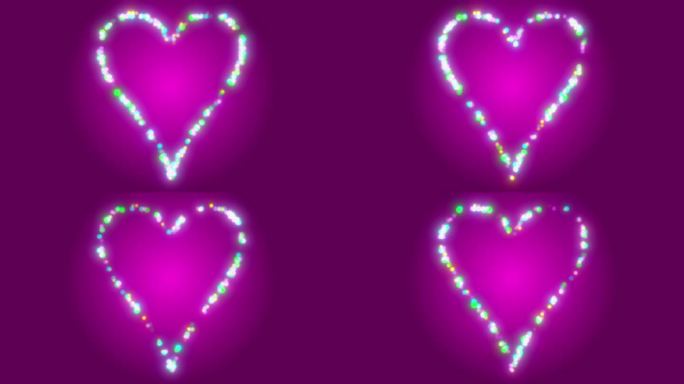 彩色颗粒心形闪闪发光，2月14日情人节，爱情，关系，庆祝蓝色背景股票视频