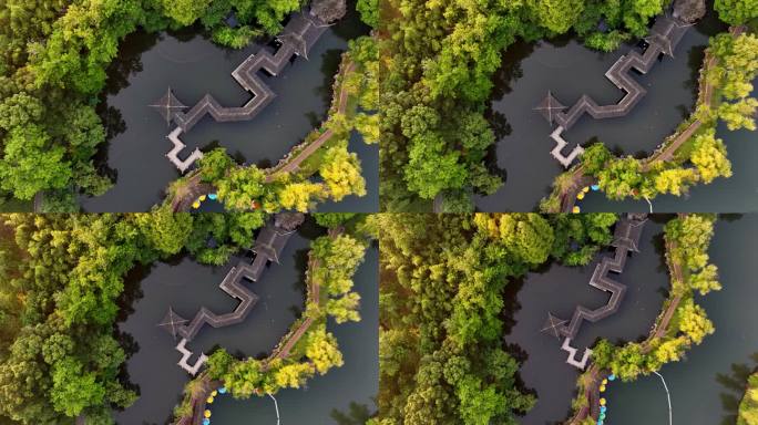 俯拍苏州姑苏区东园