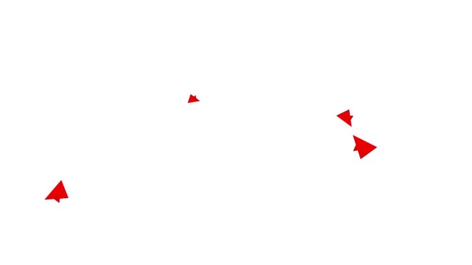 动画红色图标的纸飞机飞从中心。平的象征。飞机旅行，商务，自由的概念。毛圈的视频。矢量插图孤立在一个白