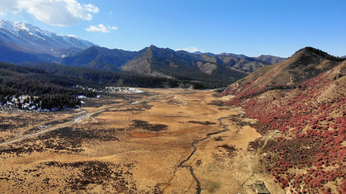 祁连山自然保护区秋景4K航拍