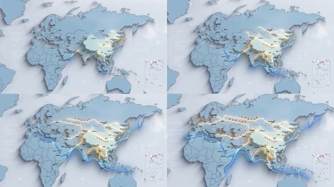 世界地图一带一路经济走廊