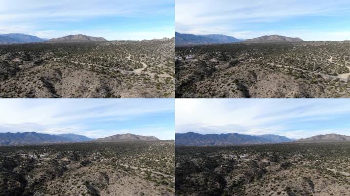 无人机拍摄显示卡韦拉印第安保留地的野生景观，位于高沙漠山谷，加利福尼亚森林景观，美国