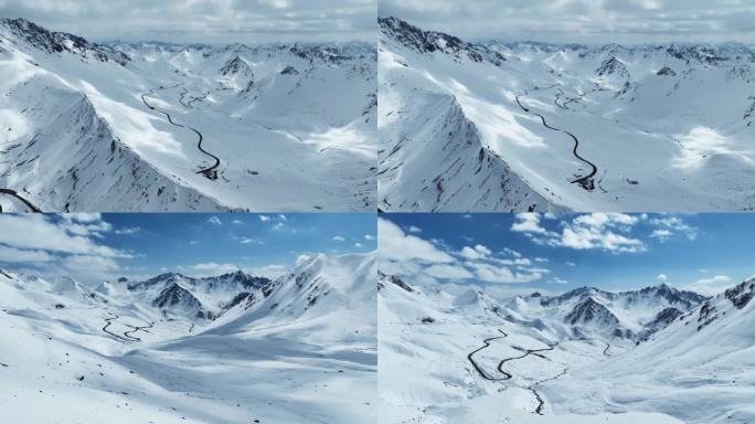 天山公路雪景