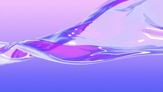 抽象波浪紫色渐变背景无缝慢动作。美丽的环形波浪未来的塑料表面3d动画。液体玻璃布移动