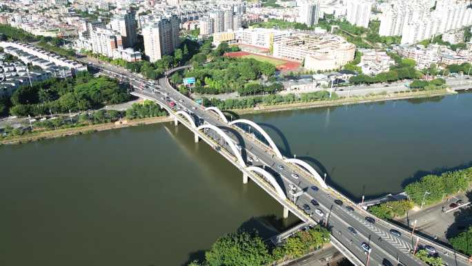 4K广州市番禺区桥南街道德兴大桥市桥水道