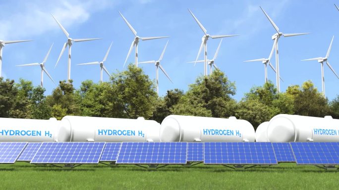 用太阳能电池板和风力涡轮机储氢，绿色替代能源