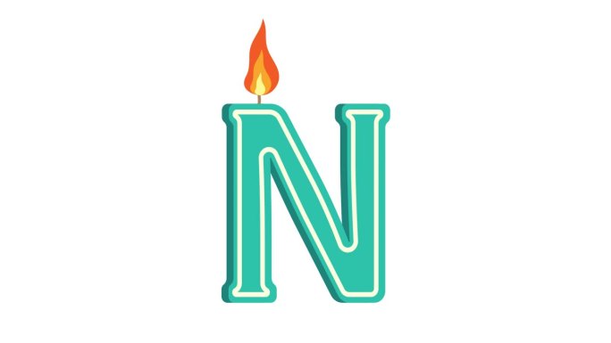 节日蜡烛的形状有字母N、字母N、字母蜡烛、生日快乐、节日蜡烛、周年纪念、alpha通道