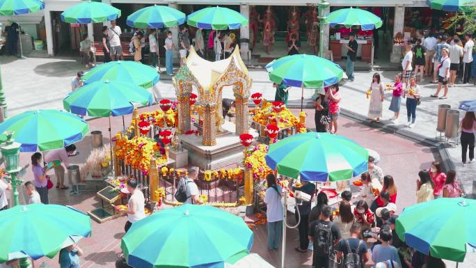 泰国曼谷街头四面神宗教文化信仰