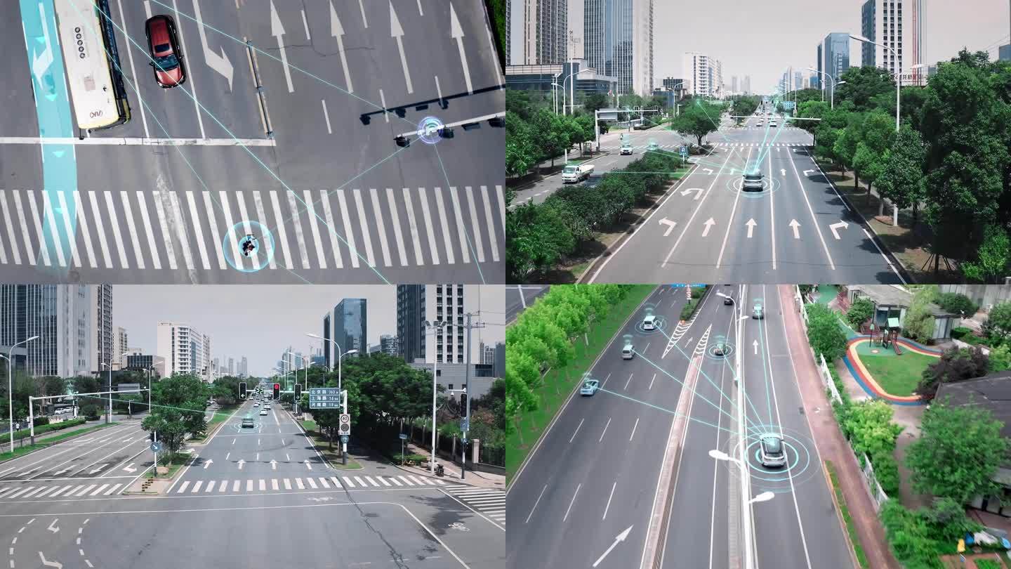 未来新能源汽车道路上行驶科技感线条合集