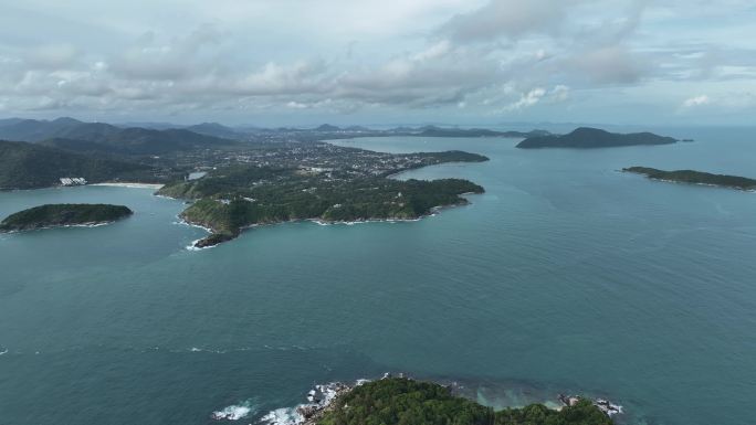 航拍东南亚泰国普吉岛蓬贴角和周边岛屿风光