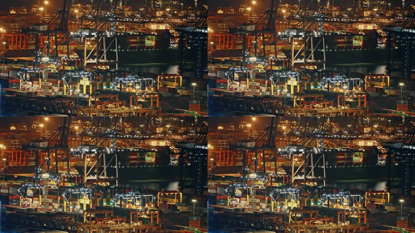 【正版素材】港口夜景夜间晚上素材8295