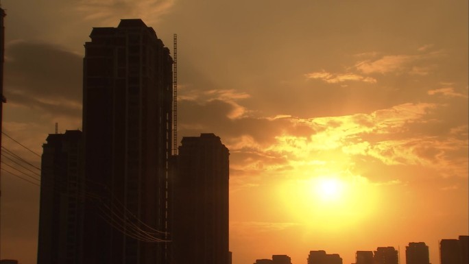 实拍延迟拍摄夕阳晚霞落日