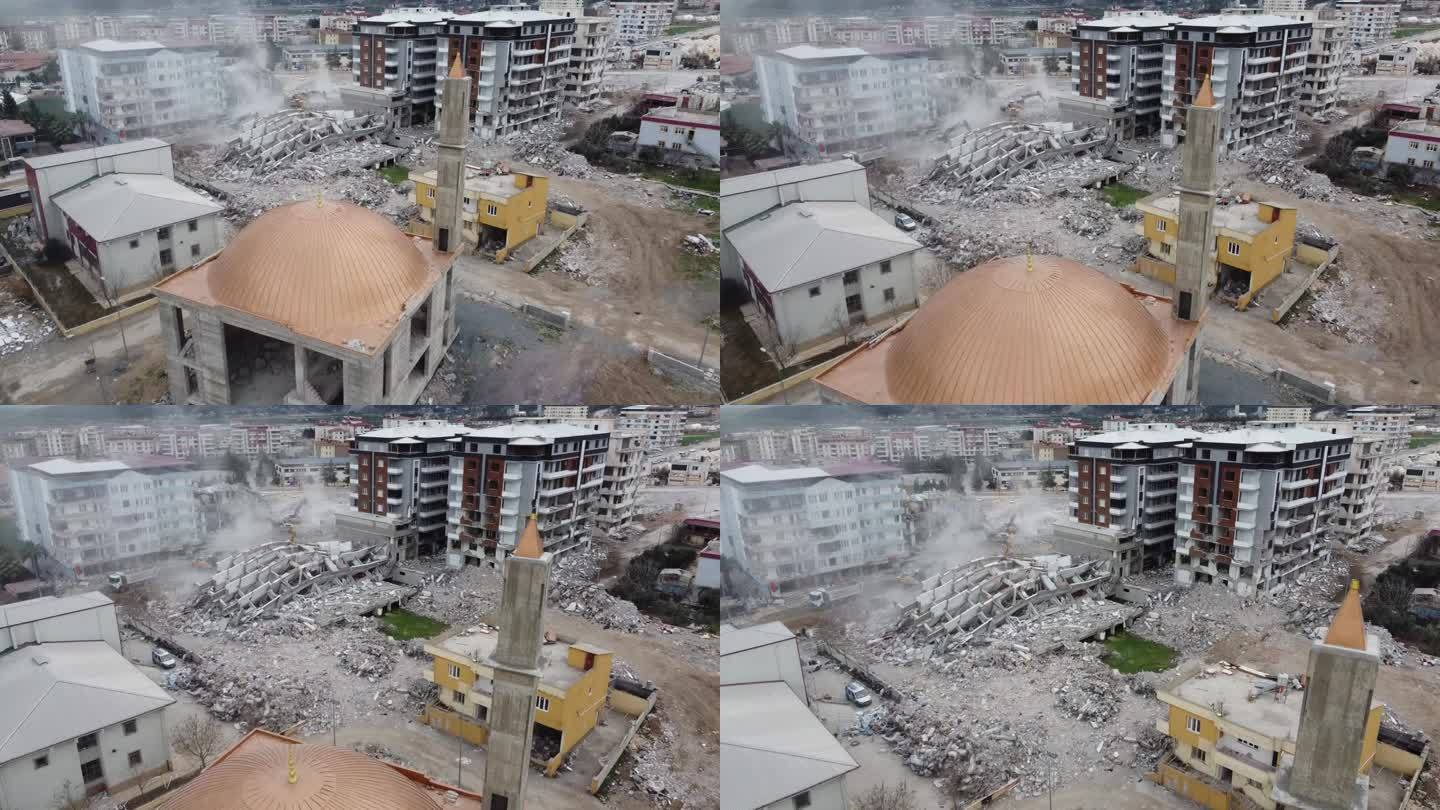 一座在地震中幸存下来的在建清真寺