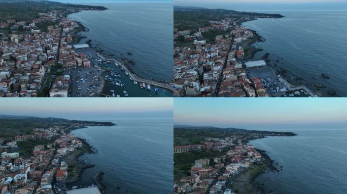 阿西特里扎港和奇克洛皮·法拉格列尼号。意大利西西里岛。