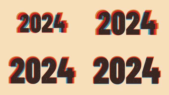 2024年新年相框与riso印花效果。70、80、90年代的复古装饰。写真美学与老派风格美学。深空表