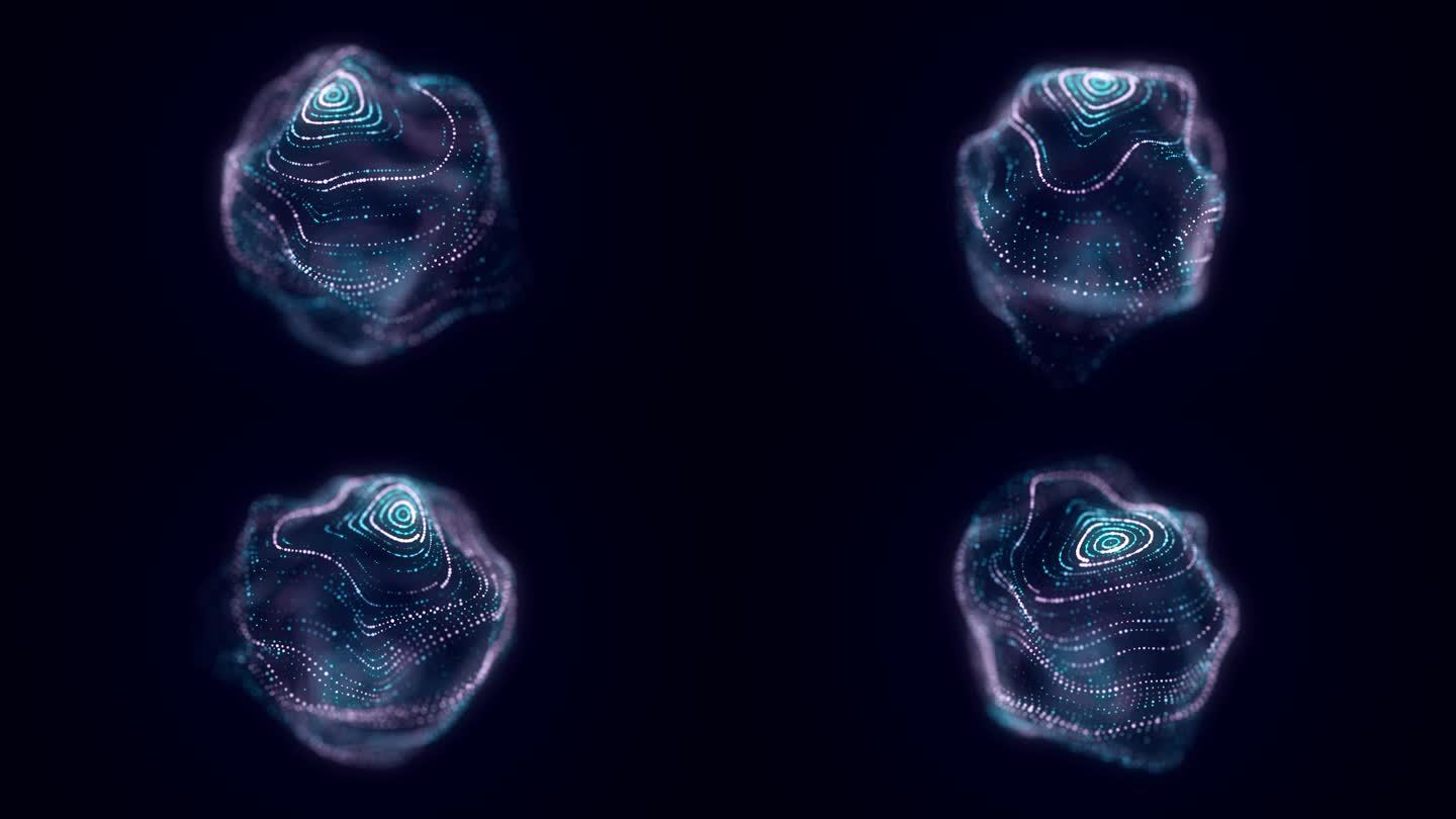 抽象的蓝色球体与连接点。线框技术的粒子球。大数据可视化。3 d渲染。