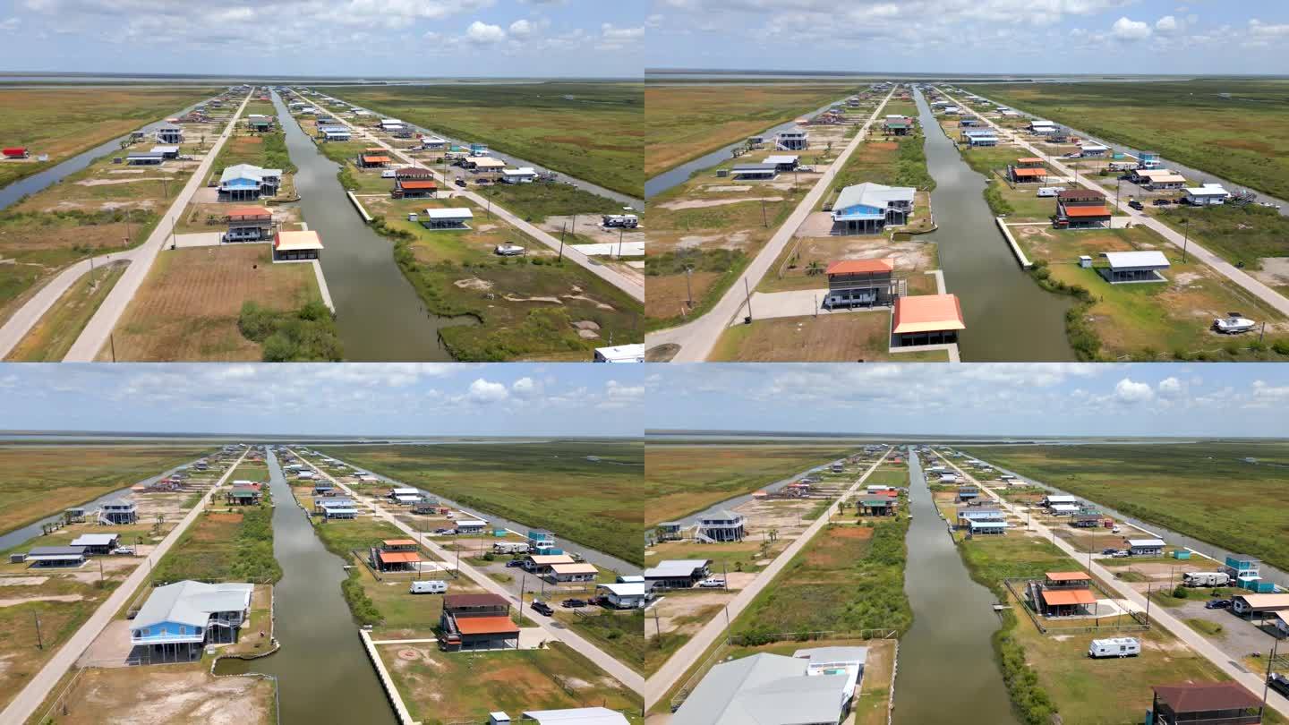 德克萨斯州玻利瓦尔半岛。2023年左右的空中4k无人机视频