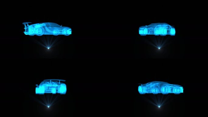 布加迪科技蓝全息科技线框布加迪跑车